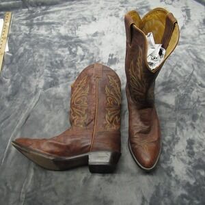 Justin Boots Men 11 EE WIDE Western Cowboy Brown Leather Marbled Deerlite Riding